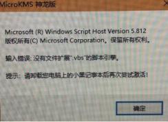 win10運(yùn)行kms神龍版提示 輸入錯誤:沒有文件擴(kuò)展.vbs 該怎么辦？（已解決）