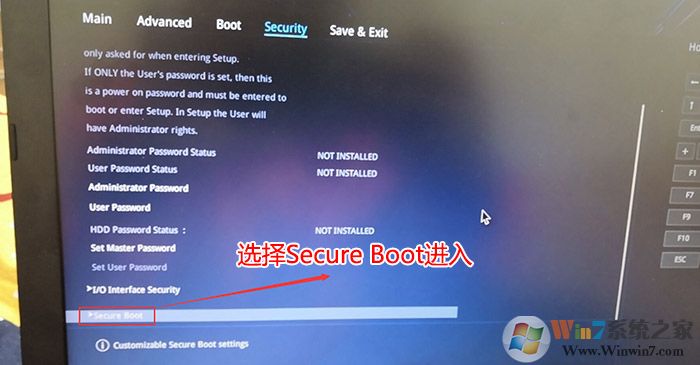 選擇secure Boot回車進入 選擇secure Boot回車進入