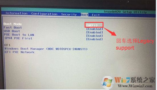 把Boot Mode從UEFI改成Legacy Support 把Boot Mode從UEFI改成Legacy Support