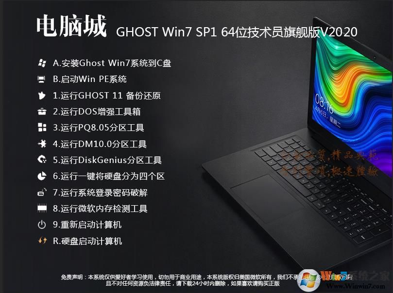 電腦城WIN7 64位技術(shù)員專用旗艦版(新機(jī)型,USB3.0,NVME,深度優(yōu)化)V2019