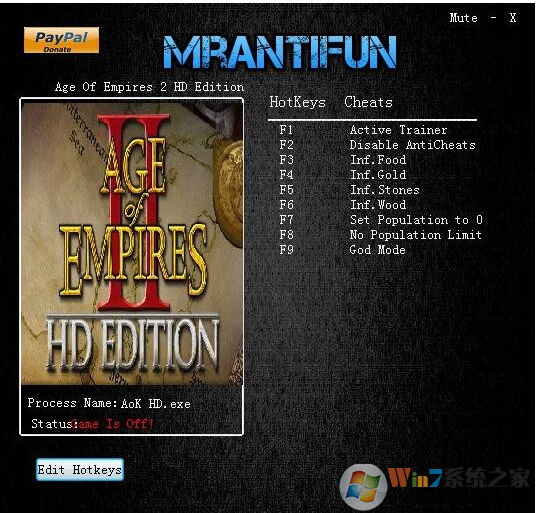 帝國時代2:HD/高清版七項(xiàng)修改器 V5.5[MrAntiFun]