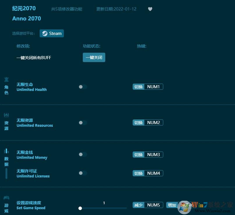 紀(jì)元2070五項修改器 v2022最新版