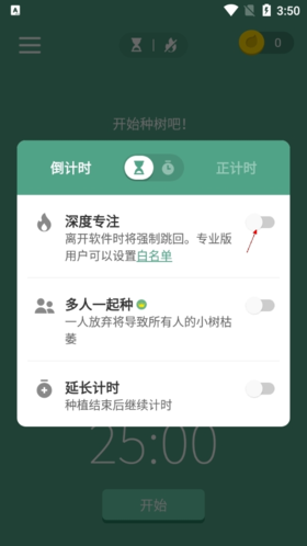 Forest怎么開(kāi)啟深度專(zhuān)注模式2